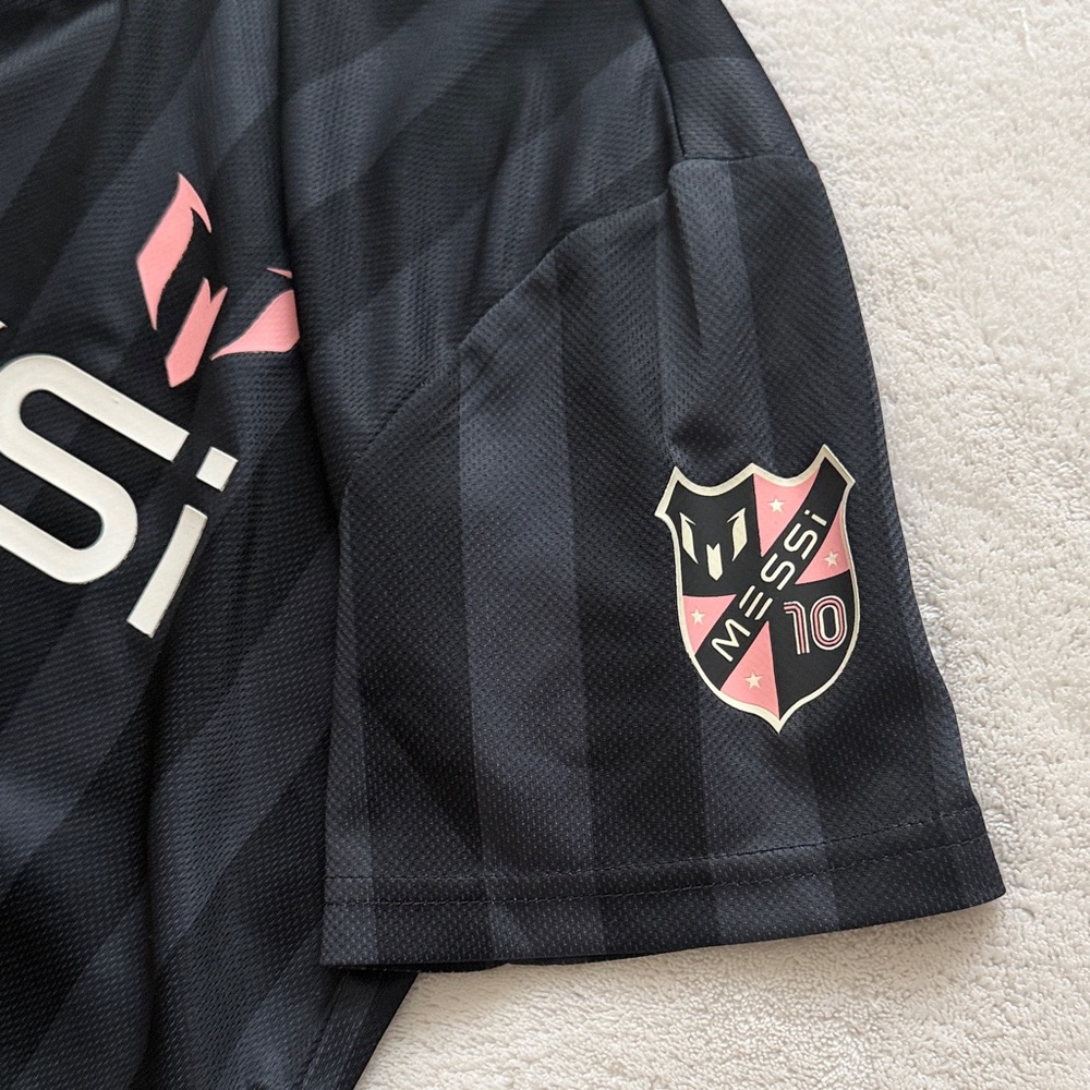 MESSi Kids Black Stripe Athletic Jersey with Pink Accent - Picture 4 of 4